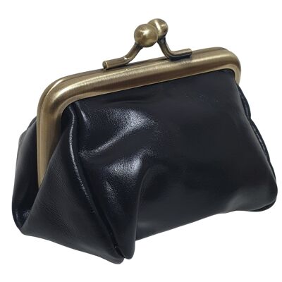 Vintage black leather coin purse