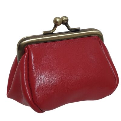 Porte-monnaie vintage en cuir rubis