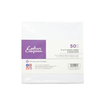 Crafter's Companion - 7"x 7" White Card & Envelopes 50pc 1