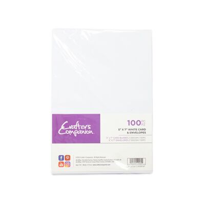 Crafter's Companion - Tarjeta blanca de 5"x7" y sobres, 100 piezas