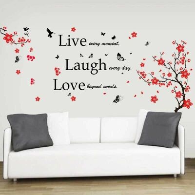 Huge Flower Blossom Butterflies Children Self Adhesive Wall Stickers Live Laugh Love Classic