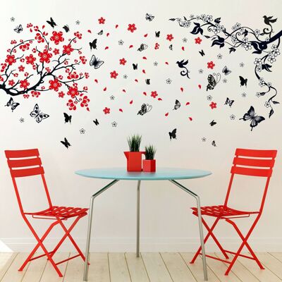 Walplus Blossom Flower with Butterfly Wall Sticker Art Decoration Decal DIY