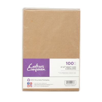 Crafter's Companion - Cartes et enveloppes kraft 5"x7" 100pc