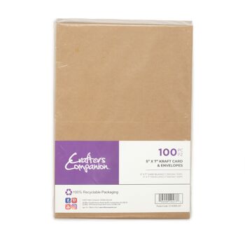 Crafter's Companion - 5"x7" Kraft Card & Envelopes 100pc 1