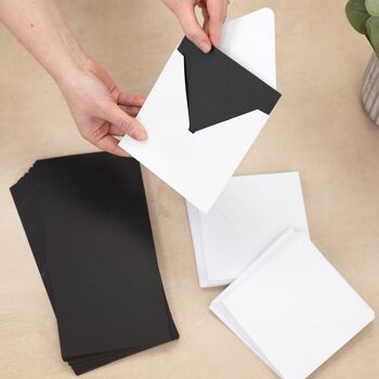 Crafter's Companion  - 6"x6" Black Card & White Envelopes 100pc 2