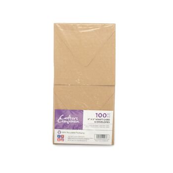 Crafter's Companion - Cartes et enveloppes kraft 5"x5" 100pc 1