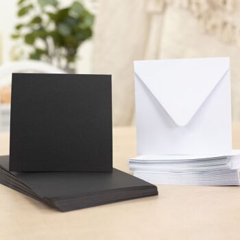 Crafter's Companion  - 5"x5" Black Card & White Envelopes 100pc 2