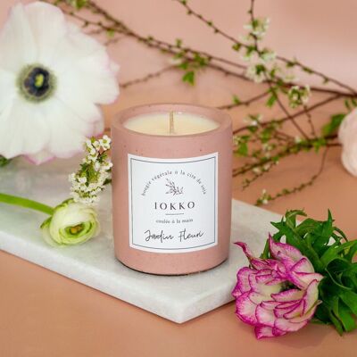Vela perfumada natural para jardín de flores, hormigón rosa antiguo