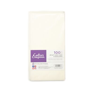Crafters Companion - Cartes et enveloppes ivoire 5"x5" 100pc