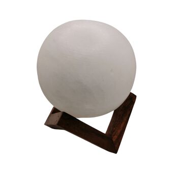 Lampe à sel sphère sur support en bois (BLANC) 3