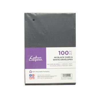 Crafter's Companion - A6 Black Card & White Envelopes 100pc Envelopes 100pc 1