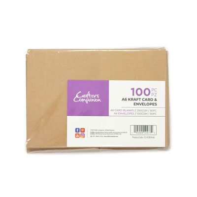 Crafter's Companion - A6 Kraft Card & Envelopes 100pc