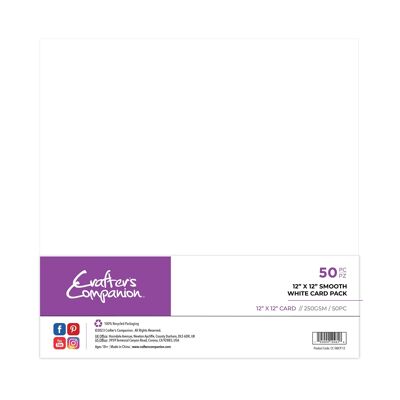Crafter's Companion - Confezione di cartoncini bianchi lisci da 12" x 12" - 50 pezzi