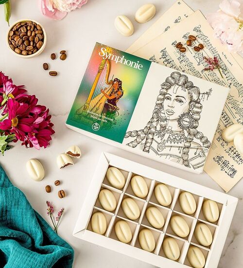 Symphonie - bonbons chocolat blanc & café vegan