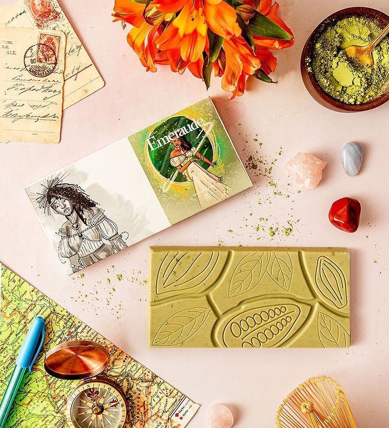 Emeraude - Barretta vegana al cioccolato bianco e matcha