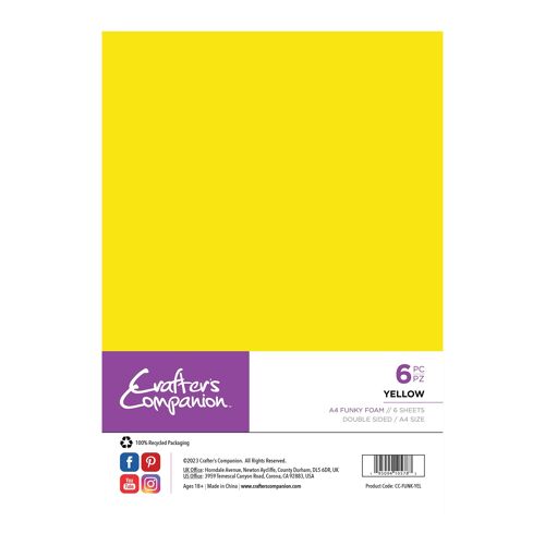 Crafter's Companion A4 Funky Foam - Yellow - 6 Pack