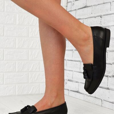 Black PU Tassel Loafers