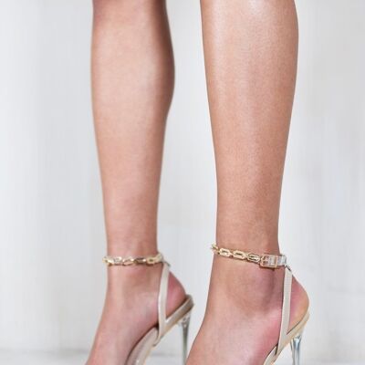 Nude Patent High Heel With Perspex Front Strap