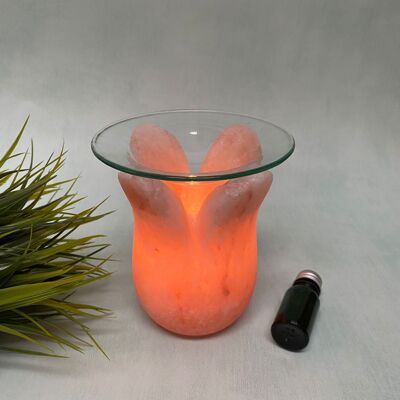 Tulip Salt Oil Burner with Glass Dish