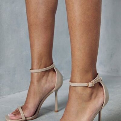 Nude Patent Buckle Ankle Strap High Heels