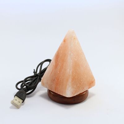 Lámpara de sal piramidal que cambia de color por USB (rosa)