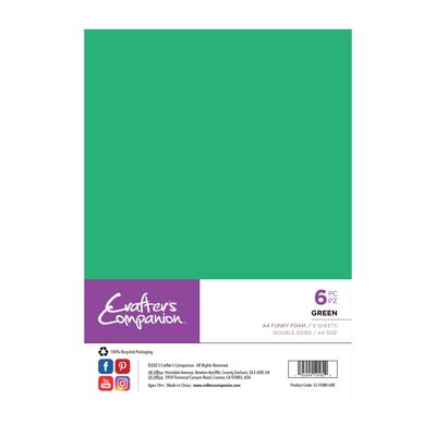 Crafter's Companion A4 Funky Foam - Verde - Paquete de 6