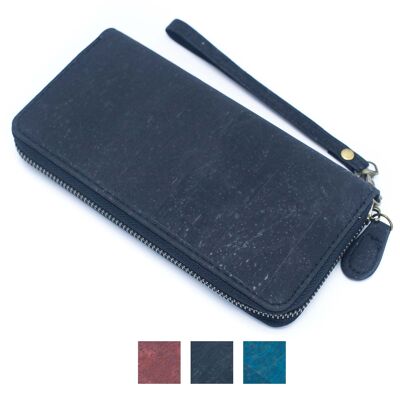 Portefeuille en liège pour femmes, marron, bleu et noir, avec dragonne, BAG-2206