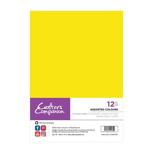 Crafter's Companion A4 Funky Foam - Assorted Colours - 12 Pack