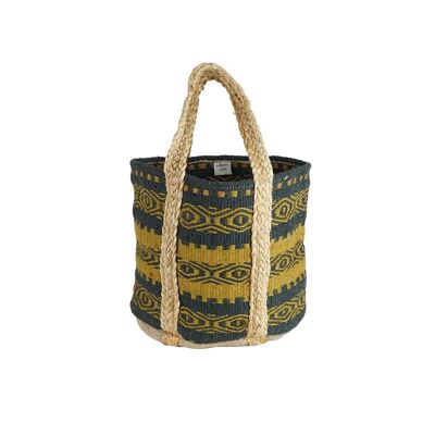 Jute basket MM black/curry/natural