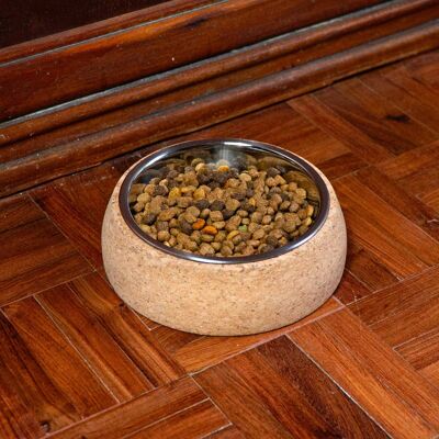 Cork Base and Stainless Steel Pet Food Bowl L-926