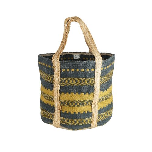 Panier jute GM noir/curry/naturel