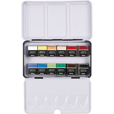 Art Aqua watercolor half pans - 12 colors