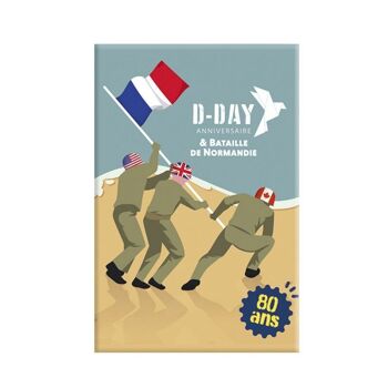 Magnet aimanté en métal D-Day - Soldats plantant un drapeau - Balades Normandes