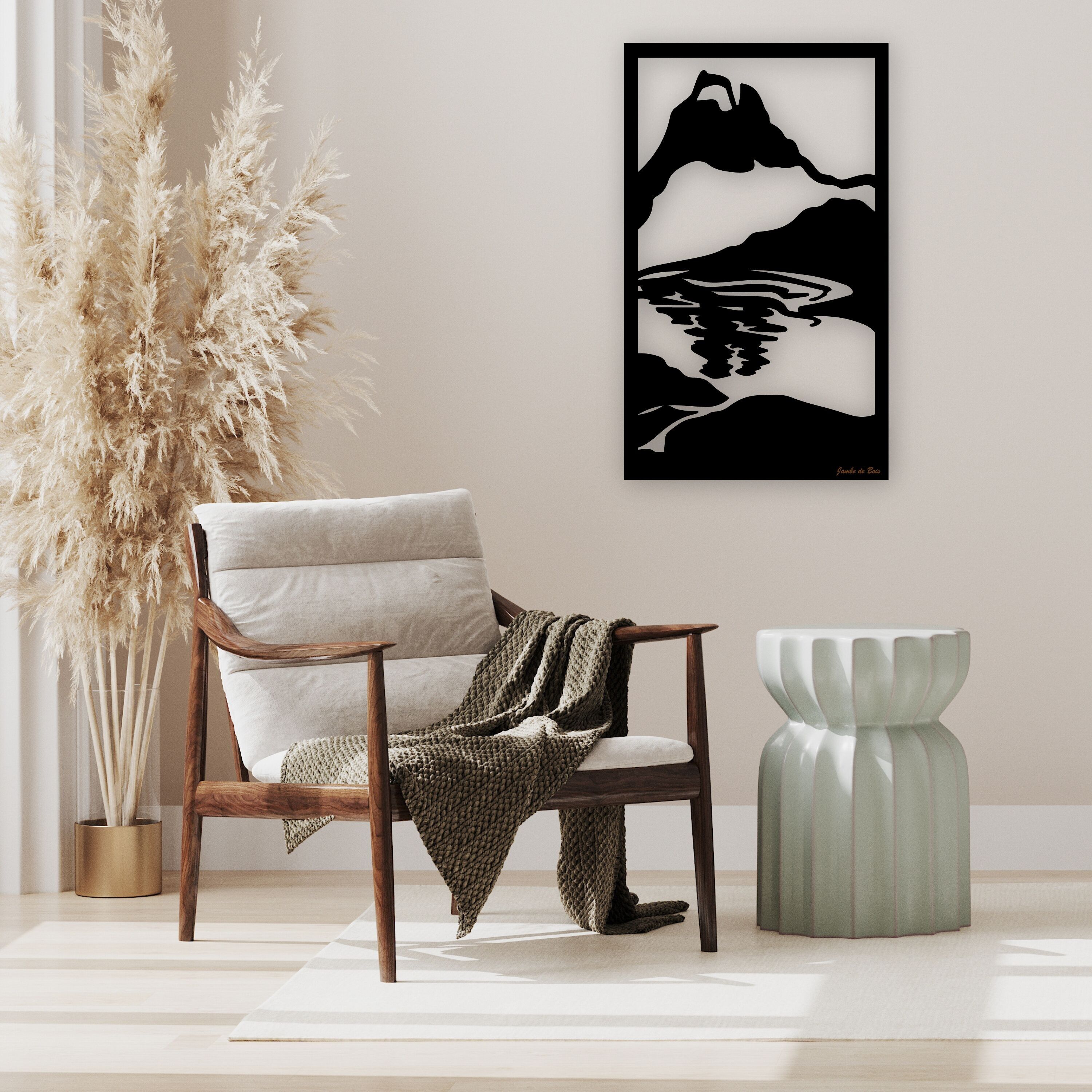 Pittura decorativa in legno ritagliata e scavata, passeggiata intorno ai laghi