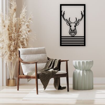 Cut out, hollowed out decorative wooden table, Deer Head