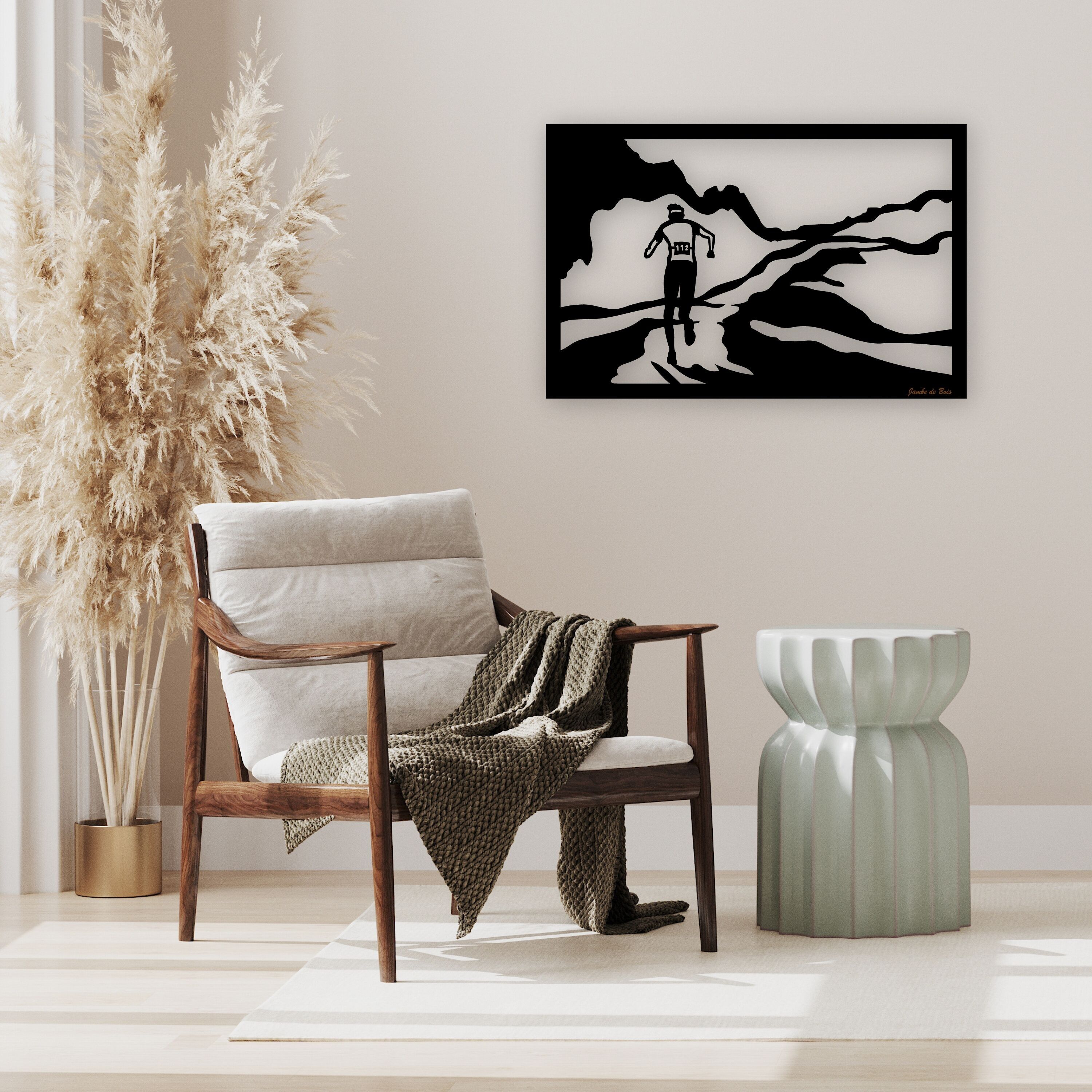 Tabla decorativa de madera recortada y ahuecada, The Trail Runner