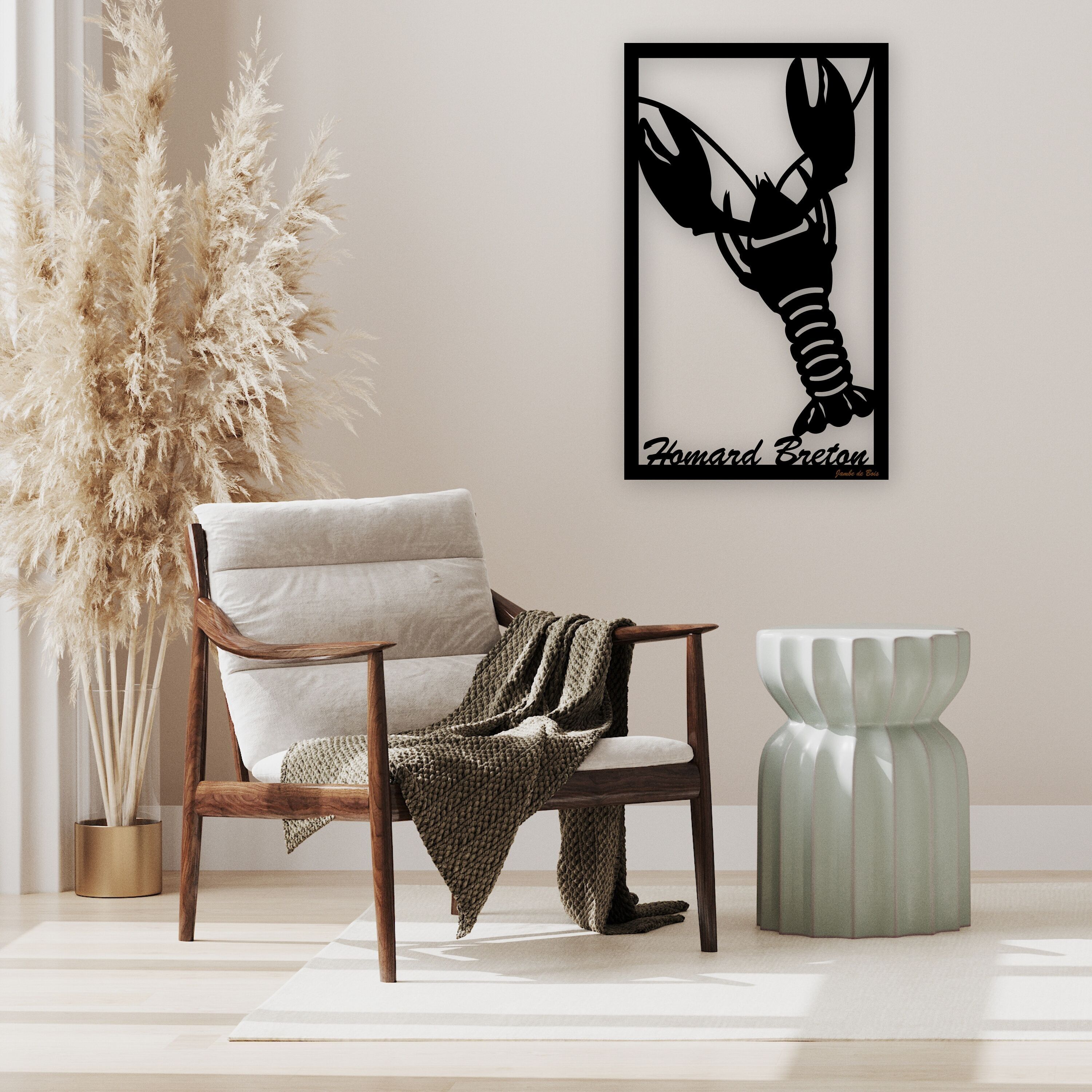 Cut out, hollowed out decorative wooden board, The Lobster