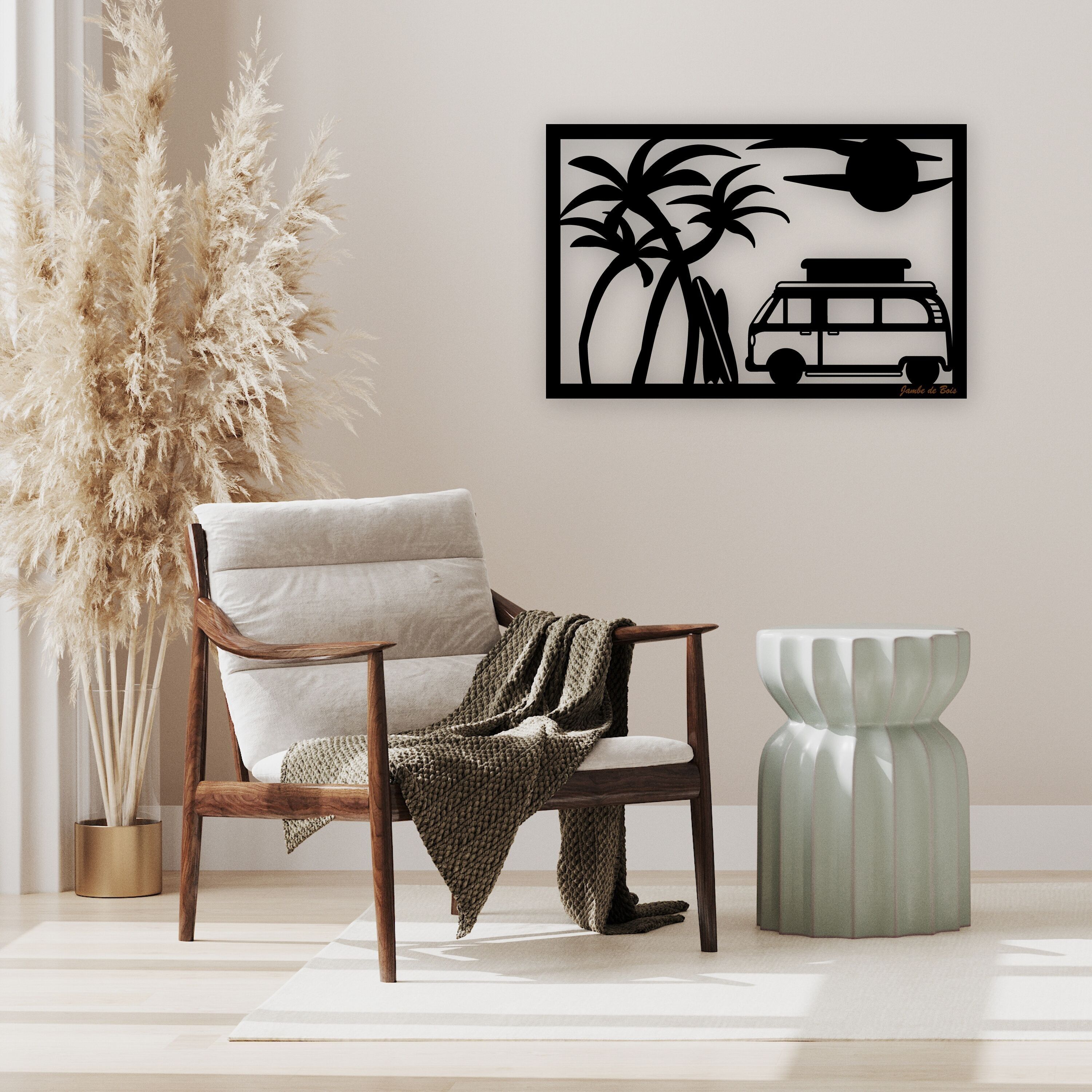 Cut out, hollowed out decorative wooden board, Van Spot - Surf Spot