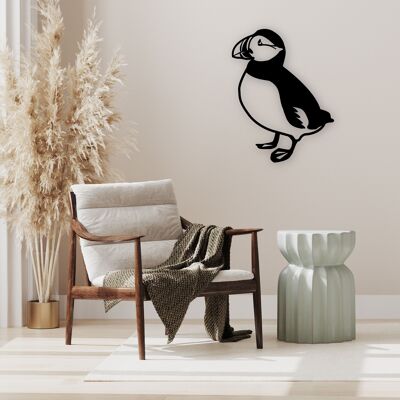 Cut out, hollowed out decorative wooden table, The Puffin