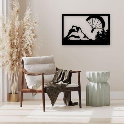 Tableau en bois décoratif découpé, évidé, Vol en Montagne
