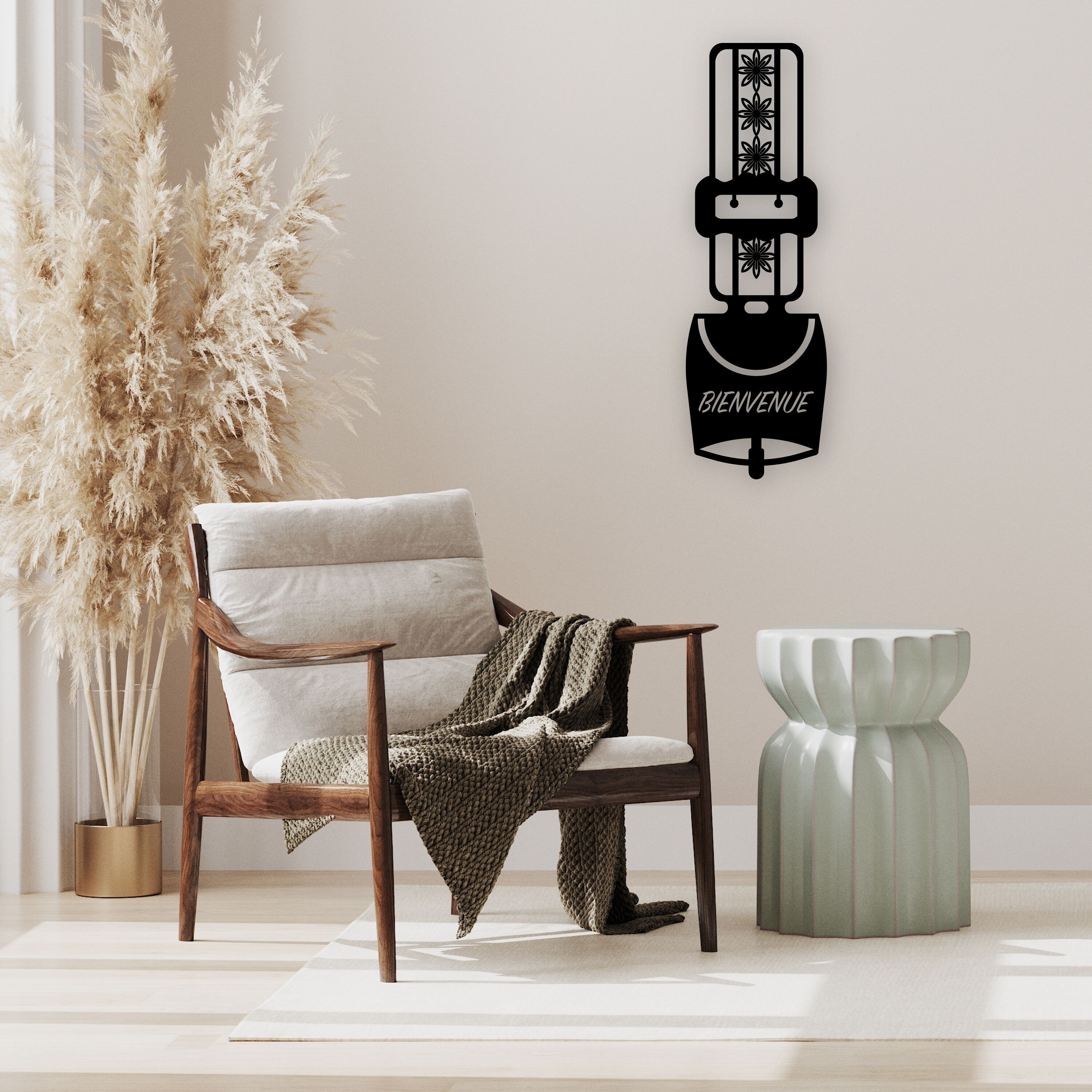 Cut out, hollowed out decorative wooden board, La Cloche