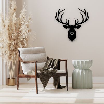 Cut out, hollowed-out decorative wooden painting, The Majestueux Stag