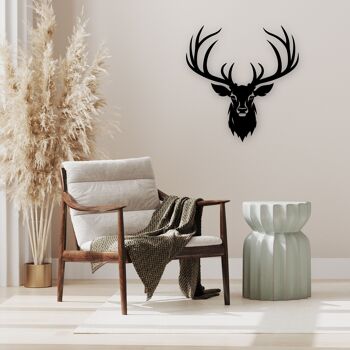 Tableau en bois décoratif découpé, évidé, Le Cerf Majestueux 1