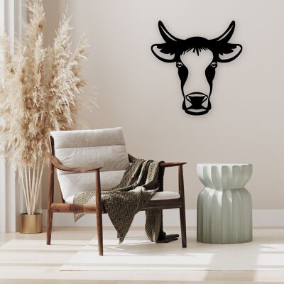 Cut-out, hollowed-out decorative wooden table, Cow's Head
