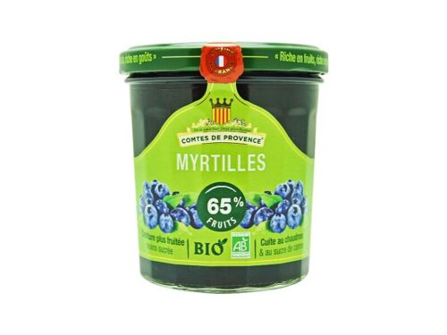 Confiture de Myrtilles BIO 65% de fruits allégée en sucre