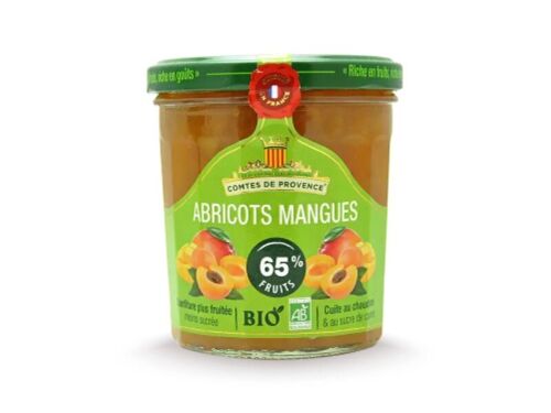 Confiture d'Abricots & Mangue BIO 65% de fruits allégée en sucre