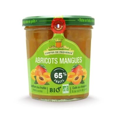 Bio-Aprikosen- und Mangomarmelade, 65 % zuckerarme Frucht