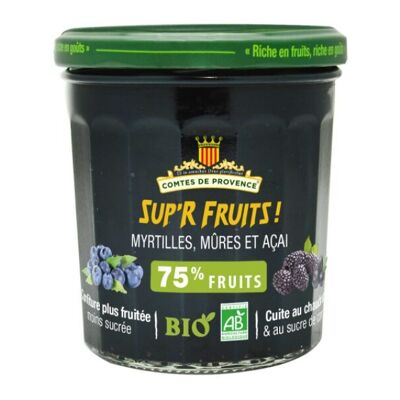 Mermelada de Superfrutas de Grosella Negra y Arándano Bio 75% fruta baja en azúcar