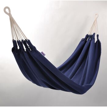 Hamac La Chagra Bleu Double, tissu épais, pur coton, fait main en Equateur 6