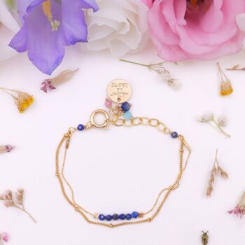 Bracelet 2 rangs Collection Caulaincourt : lapis-lazuli, bleu 1